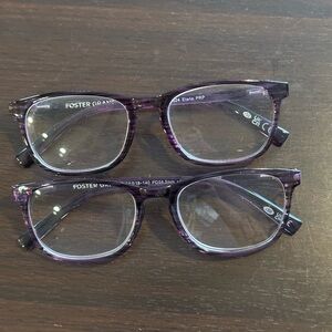 Foster Grant Purple Tortoise Shell 2.00 Reading Glasses set of 2